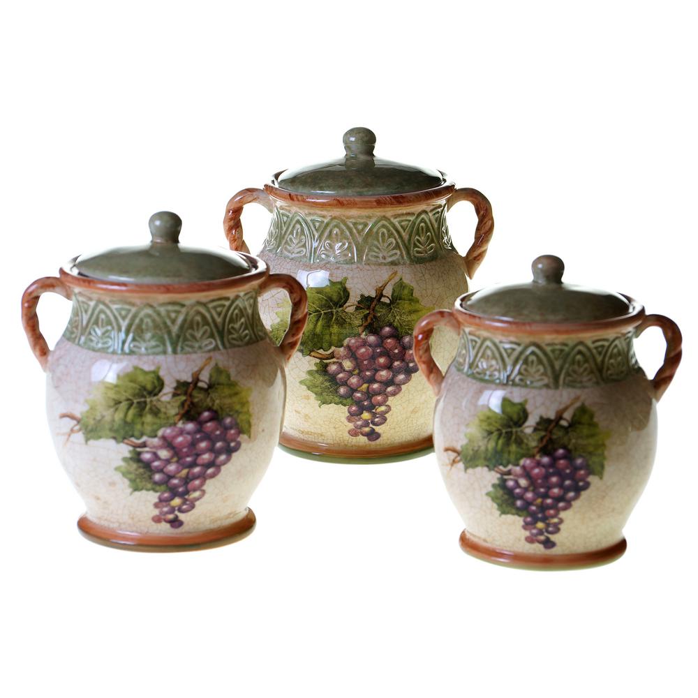 Certified International Mariachi Multi Size Color Canister Set 3 Piece Sanctuary Wine Canister Set