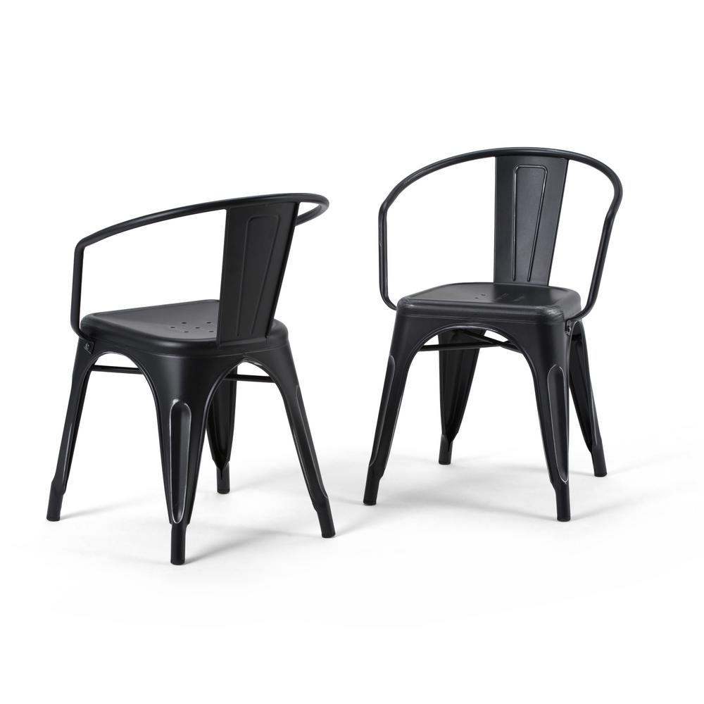 Larkin Distressed Black And Silver Metal Dining Arm Chair Set Of 2 Larkin Distressed Black And Silver Metal Dining Arm Chair Set Of 2