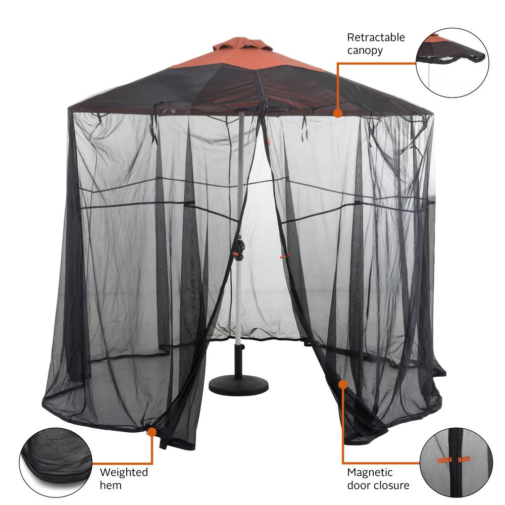Clic Accessories Patio Umbrella Insect Net Canopy 55 605 012801 Rt The Home Depot Patio Umbrella Insect Net Canopy