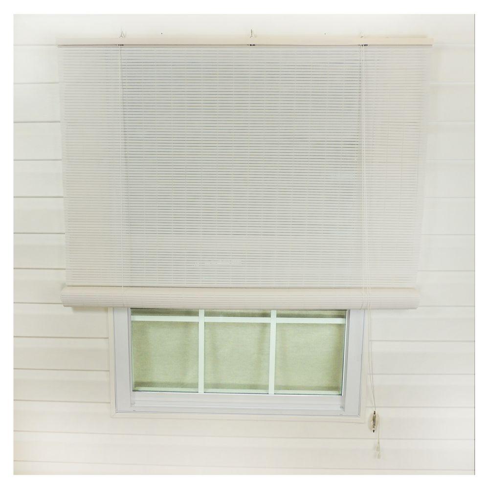 Unbranded White Corded Light Filtering Privacy Pvc Exterior Roll Up Patio Sun Shade 36 In W X 72 In L 0320137 The Home Depot