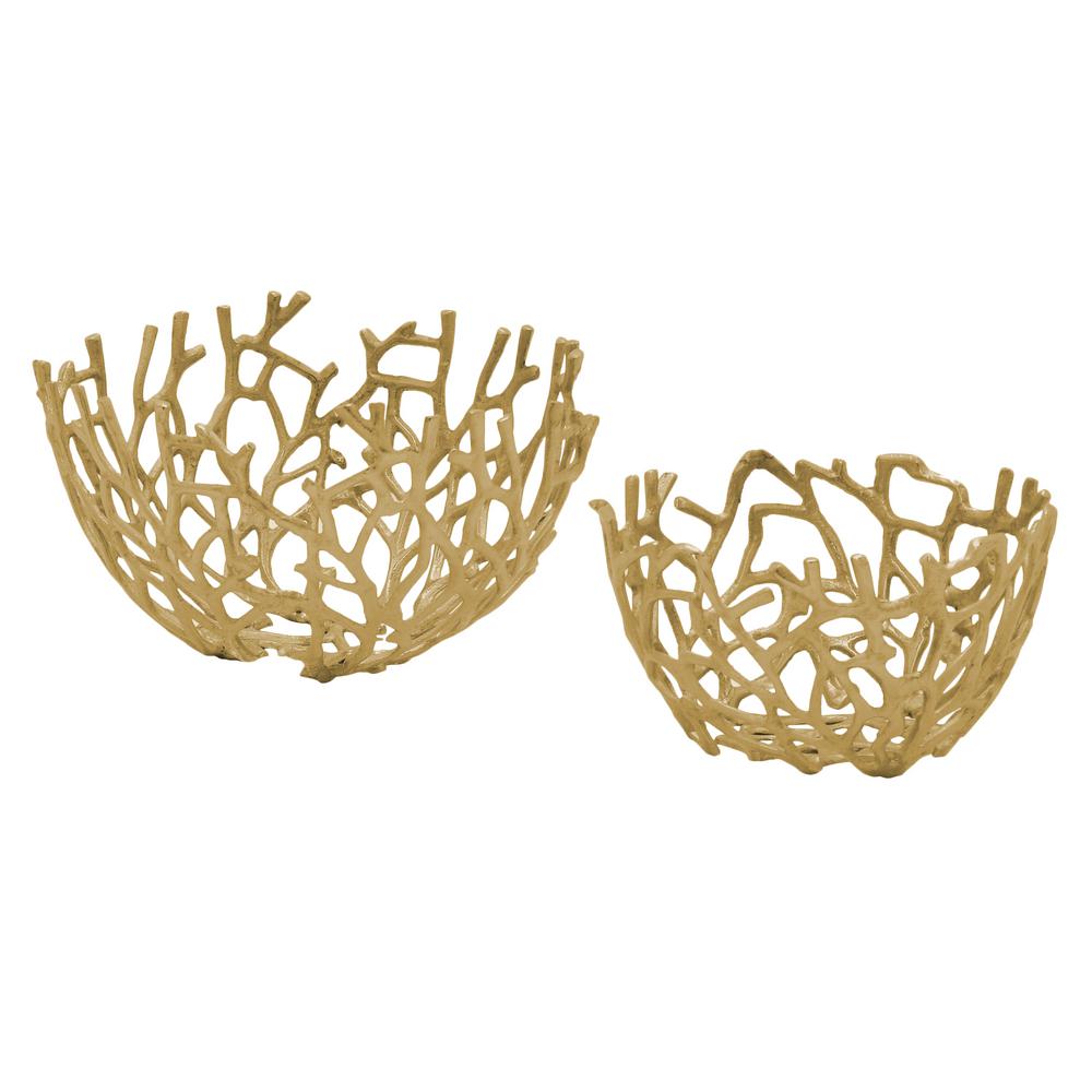 Three Hands 8 5 In Gold Pierced Metal Bowl Set Of 2 79277 The