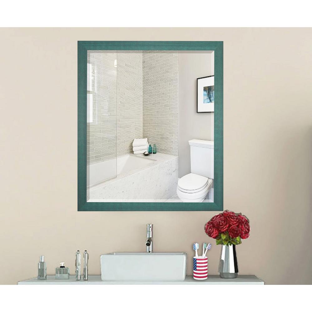 Green Square Mirrors Wall Decor The Home Depot Country Cottage Aqua Framed Beveled Mirror