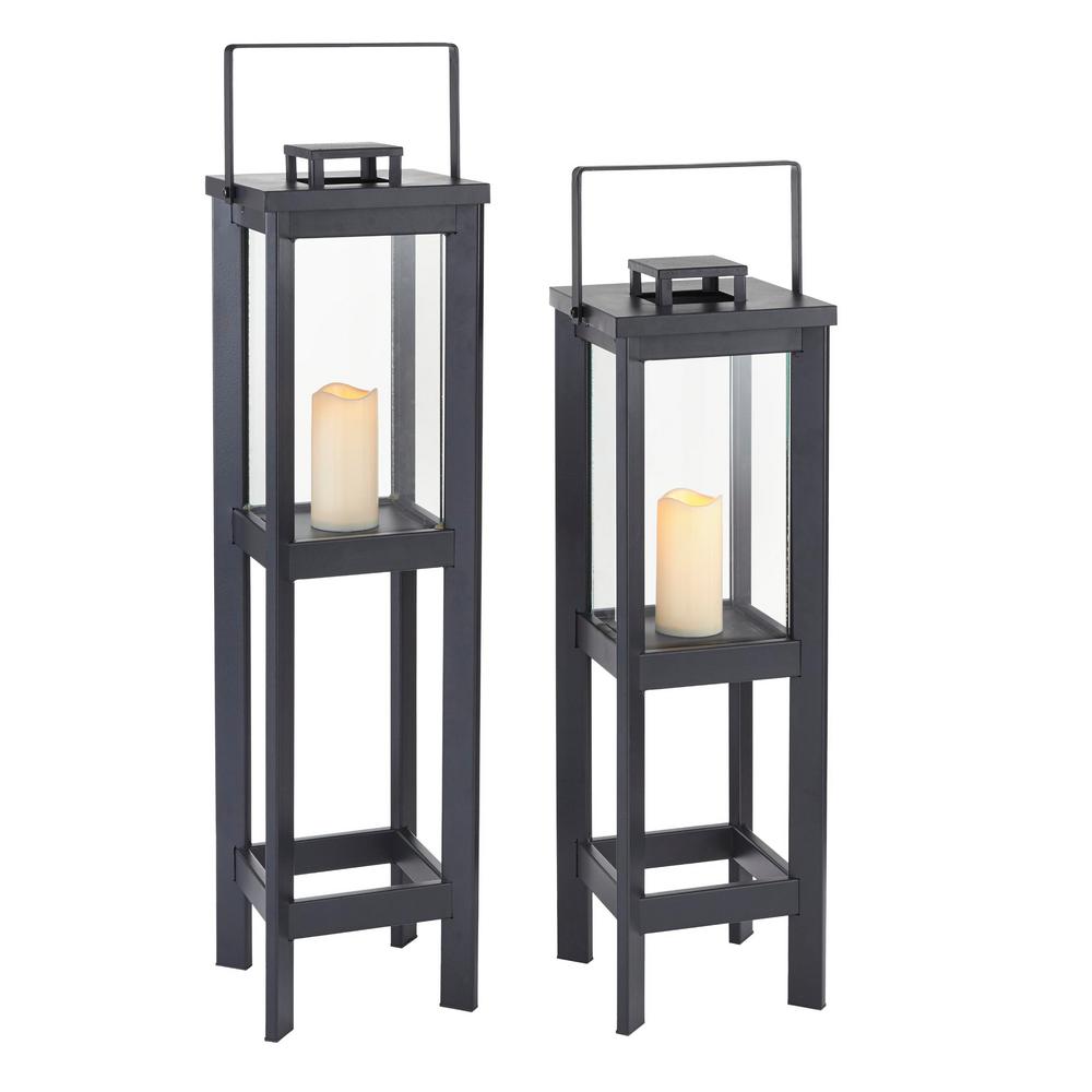 Hampton Bay 35 In Small Size Outdoor Patio Square Arlen Floor Lantern D7lt00472s The Home Depot