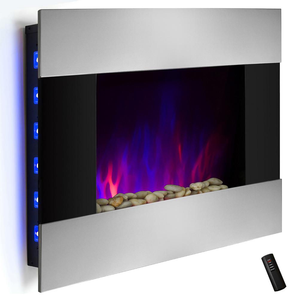 Akdy 36 In Wall Mount Electric Fireplace Heater In Stainless