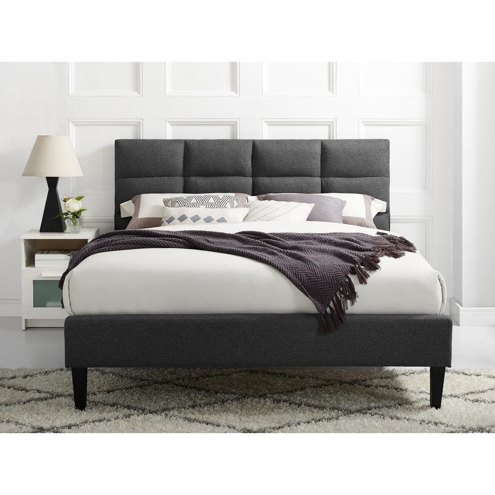 Serta Joey Dark Grey Full Upholstered Head And Footboard Euro
