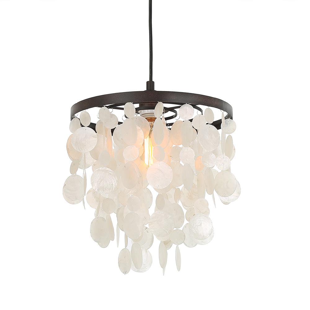 Capiz Pendant Lights Lighting The Home Depot 1 Light Bronze Small Coastal Capiz Shell Pendant
