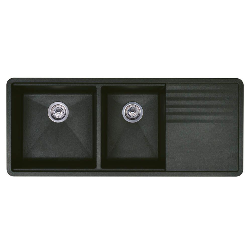 Blanco Precis Undermount Granite Composite 48 In 60 40 Double Bowl Kitchen Sink With Drainer In Anthracite