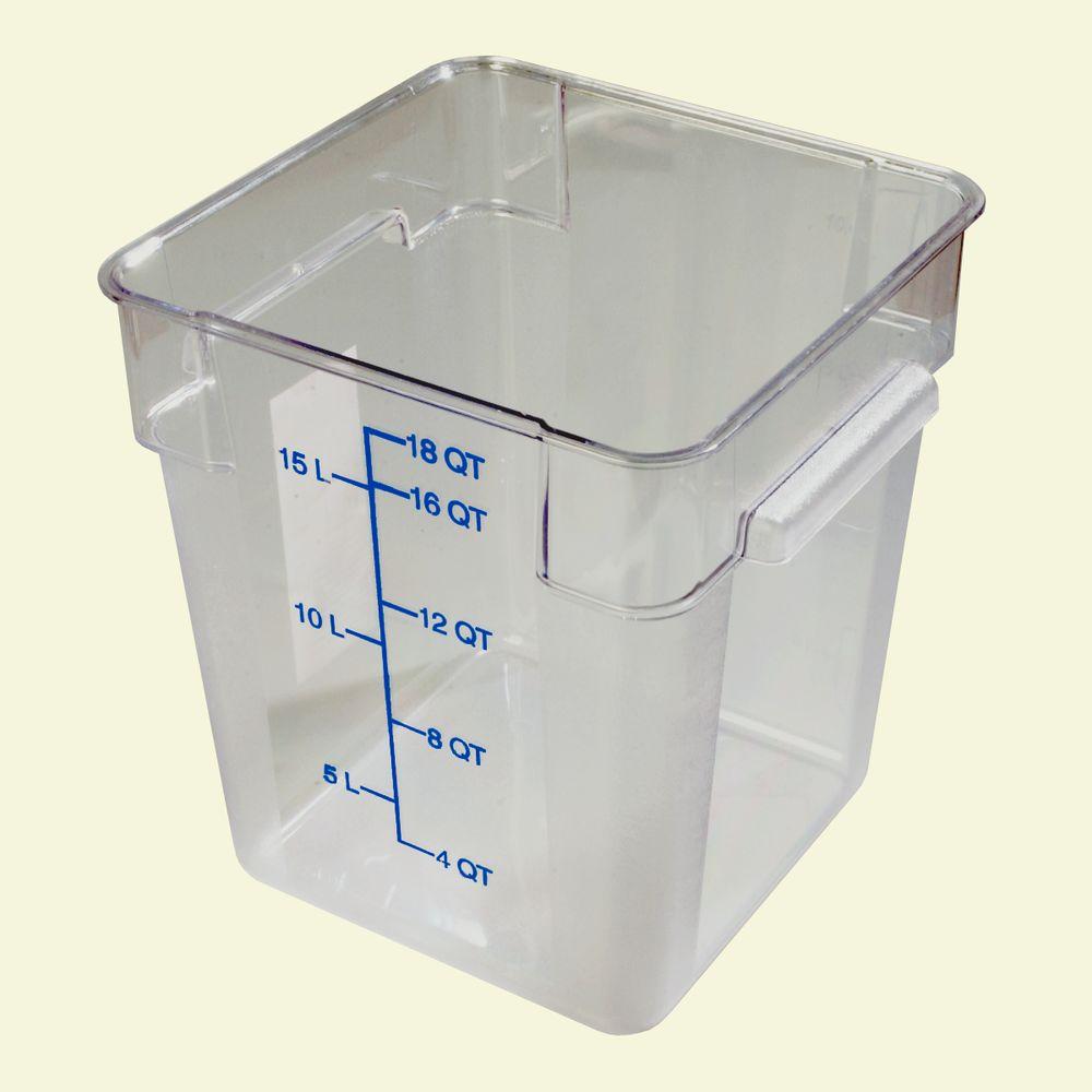 18 Qt Polycarbonate Square Food Storage Container In Clear Lid Not Included Case Of 6