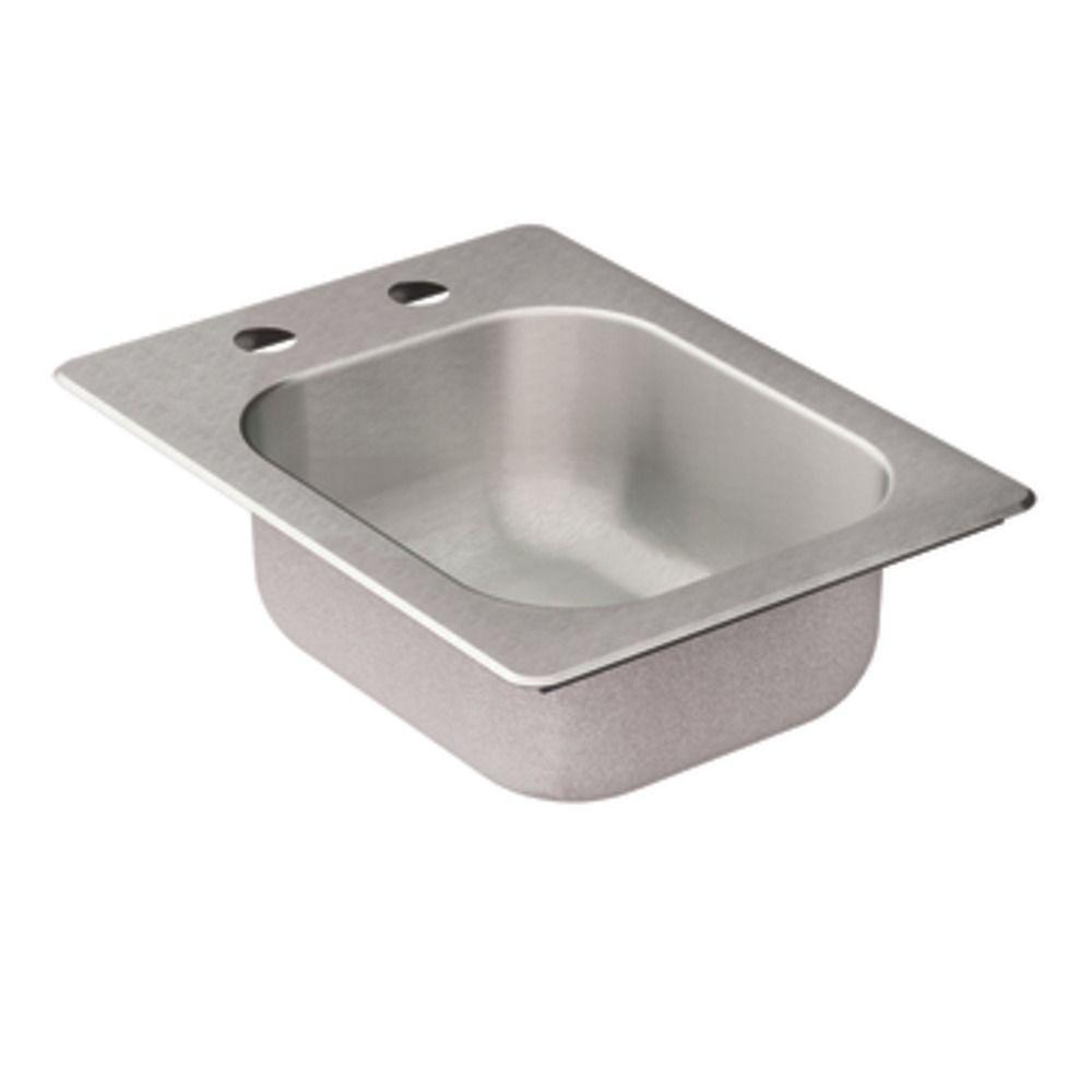 MOEN 2000 Series Drop-in Stainless Steel 16.625 in. 2-Hole ...