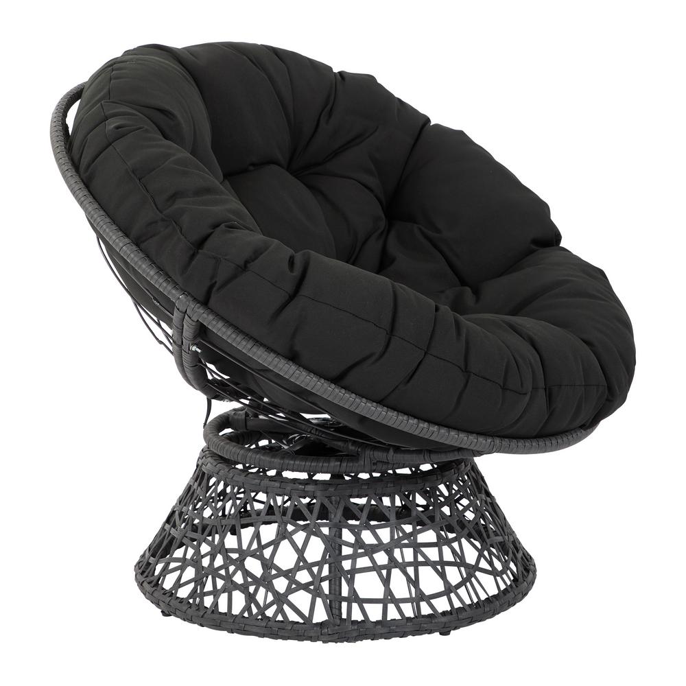 Osp Home Furnishings Papasan Beige Chair With Black Cushion And