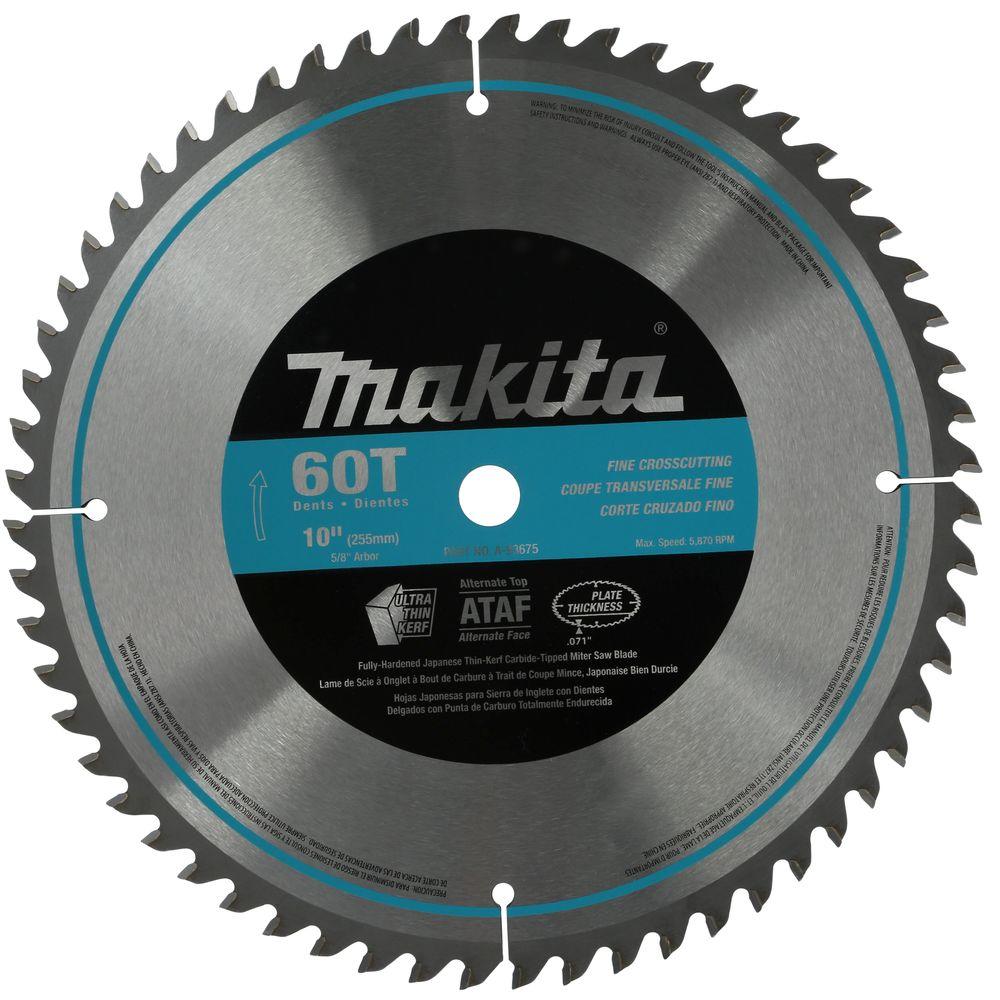 Makita 10 in. x 5/8 in. 60-Teeth Micro-Polished Miter Saw Blade-A-93675 ...