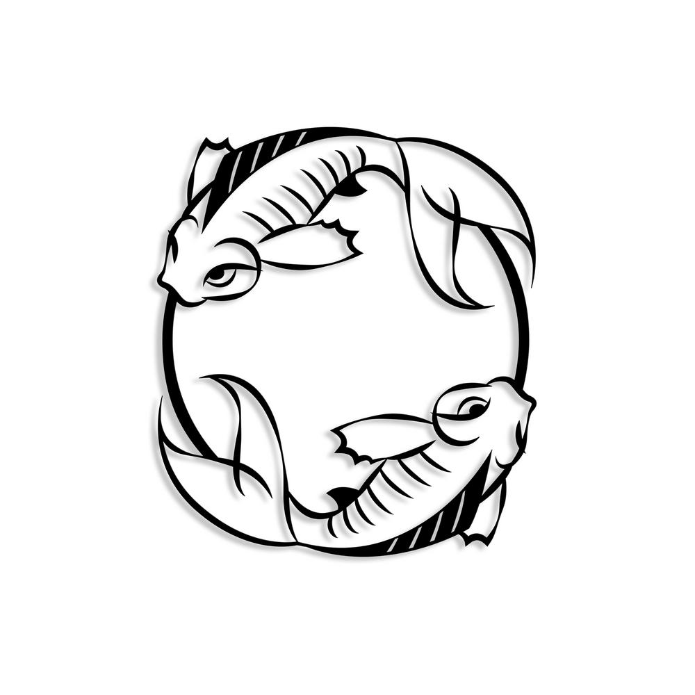 Coi Fish Black Modern Metal Wall Art