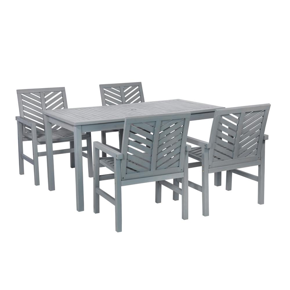 Walker Edison Furniture Company Chevron Grey Wash 5-Piece ...