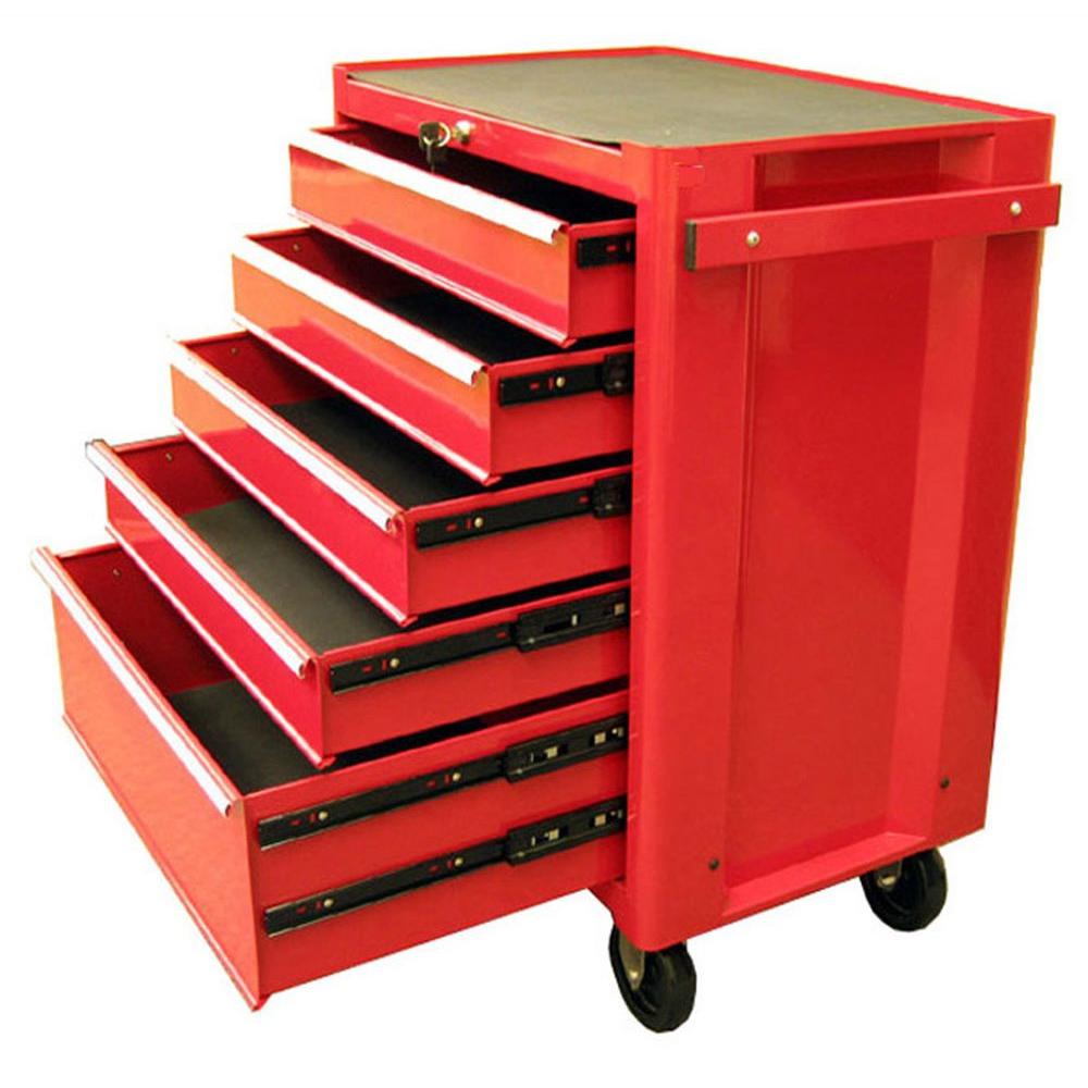 Excel 27 In 5 Drawer Steel Roller Cabinet Tool Chest In Red