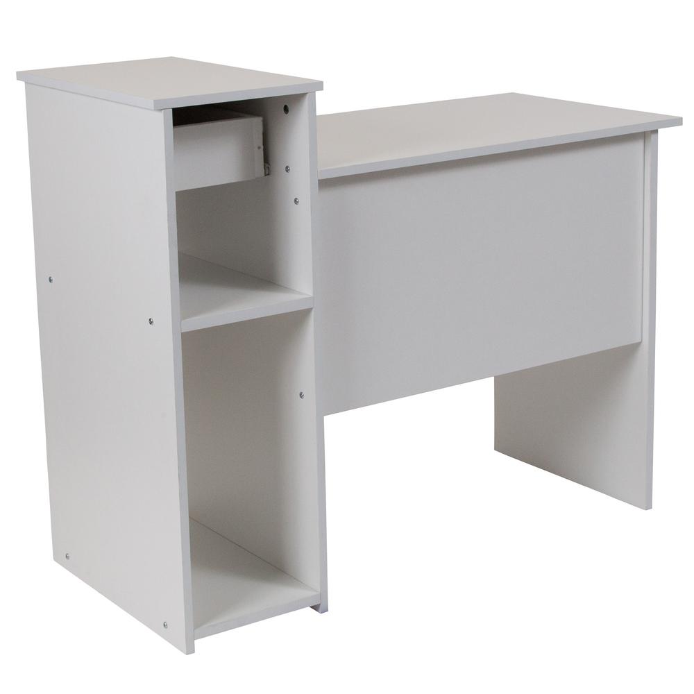 Flash Furniture 42 In White Rectangular 1 Drawer Computer Desk Drawer Computer Desk