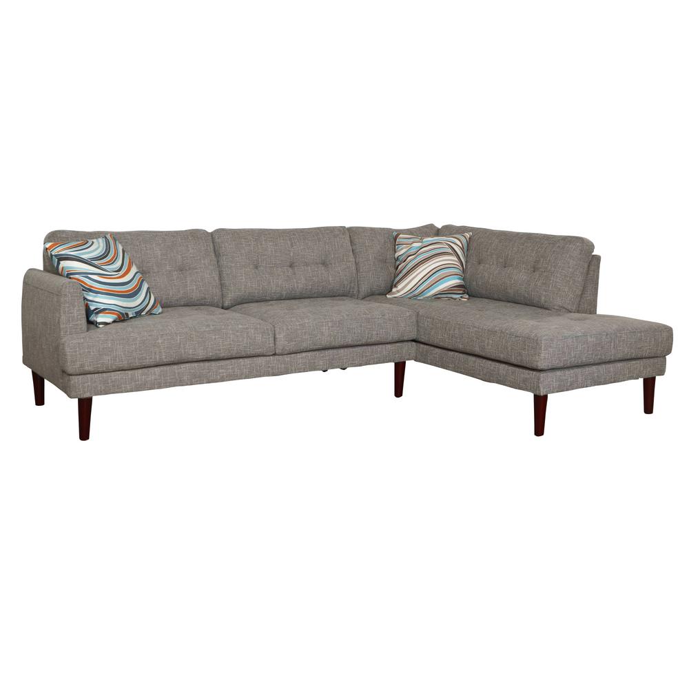 2 Piece Gray Linen Left Facing Sectional Sofa Set Sh6002b The Home 2 Piece Gray Linen Left Facing Sectional Sofa Set