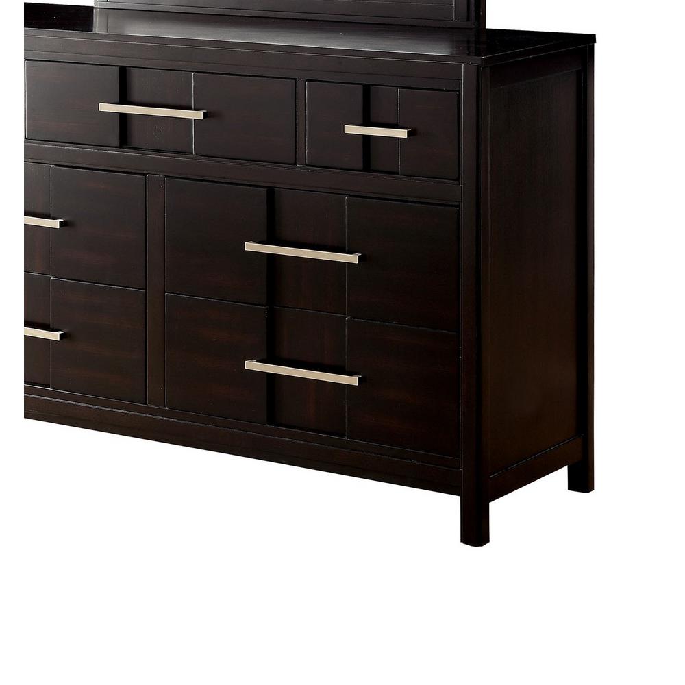 William S Home Furnishing 38 In H X 58 In W X 17 In D Berenice Espresso Dresser And Mirror Set 7 Drawers Cm7580ex Dm The Home Depot