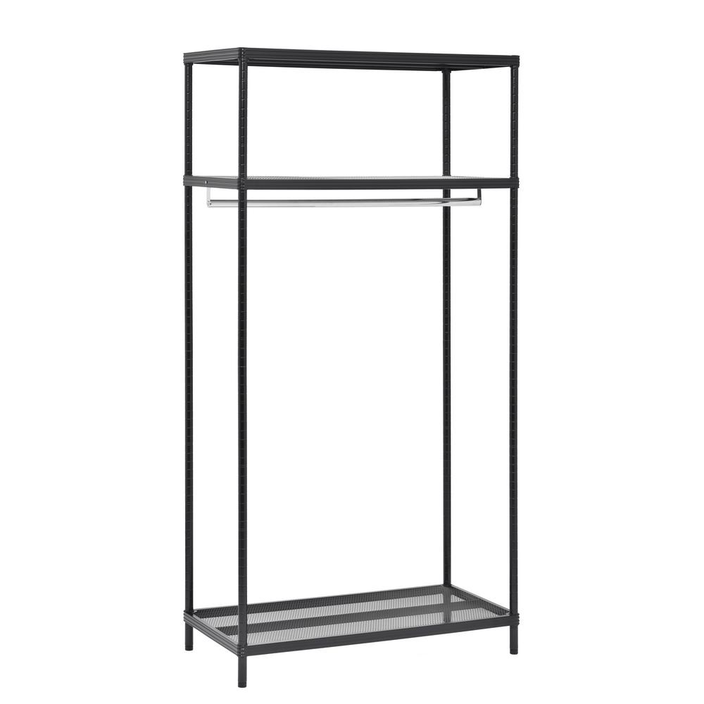 Muscle Rack 36 in. W x 71 in. H x 18 in. D 3-Shelf Black Steel Garment ...