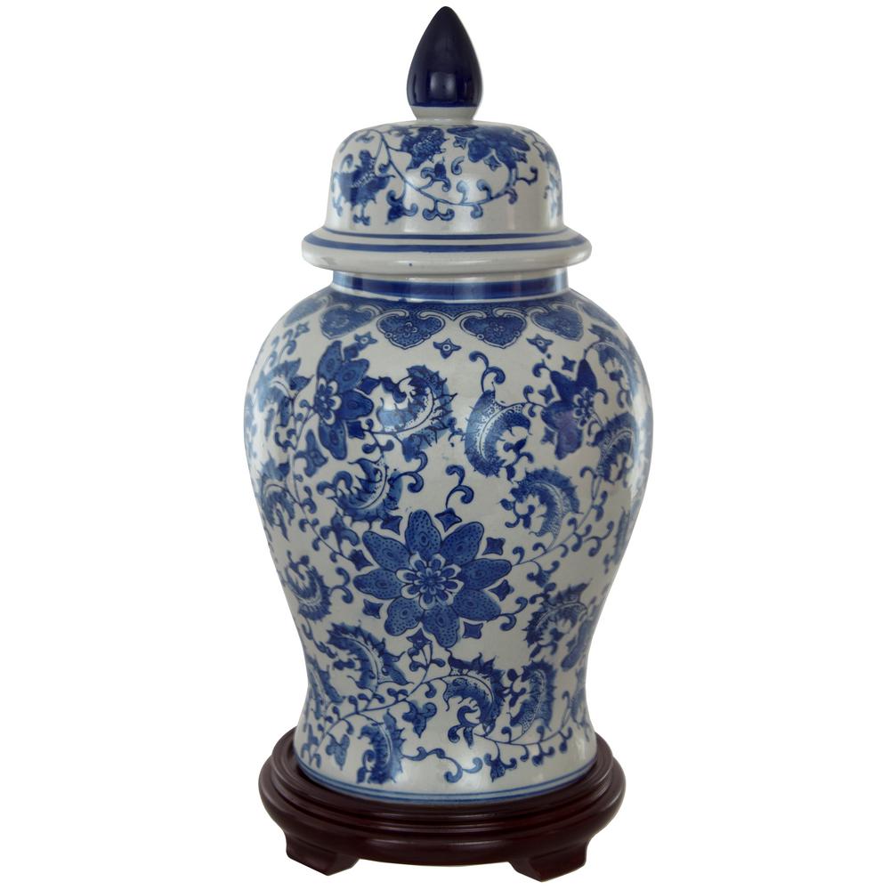 Oriental Furniture 18 in. Porcelain Decorative Vase in BlueBWTJAR