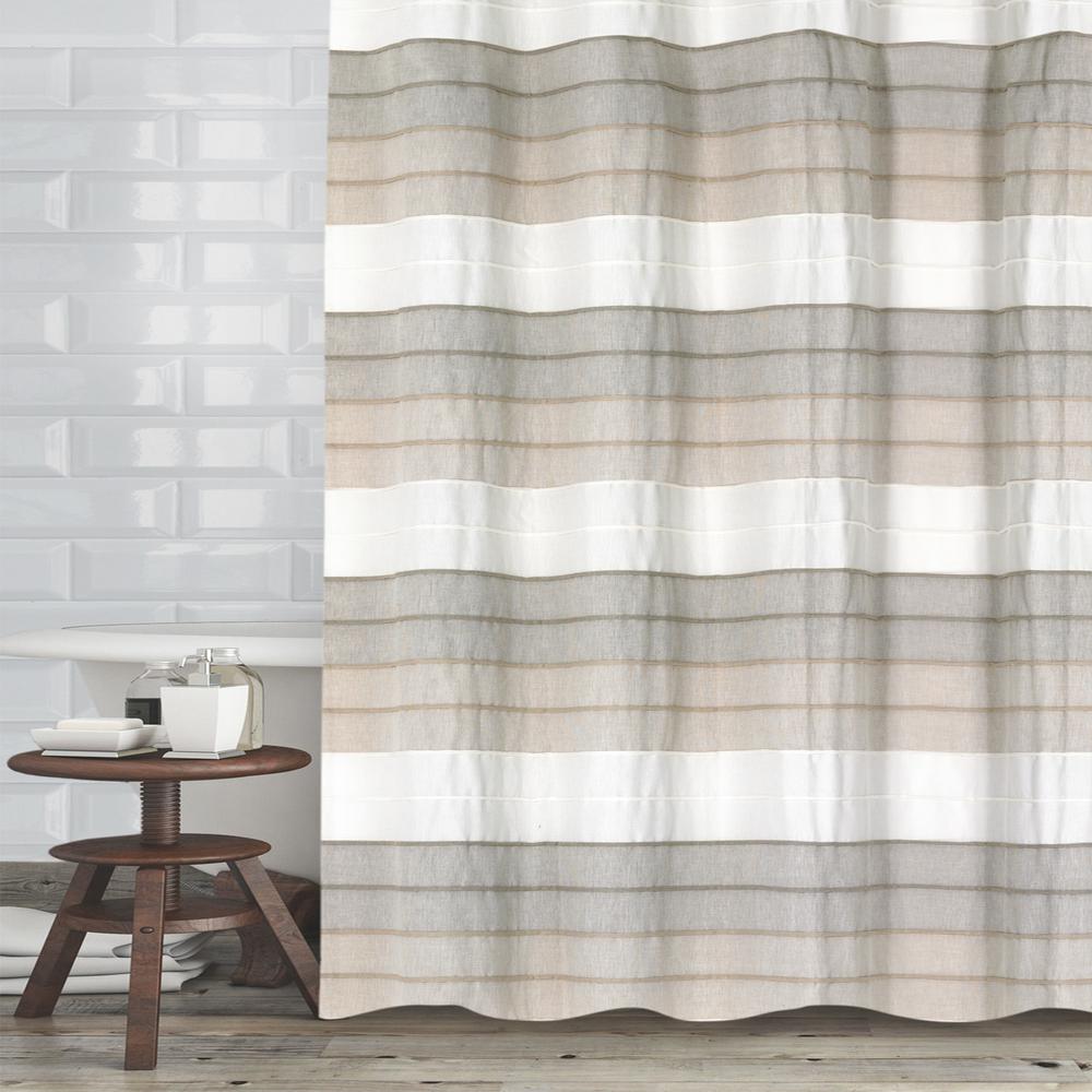 grey and tan shower curtain