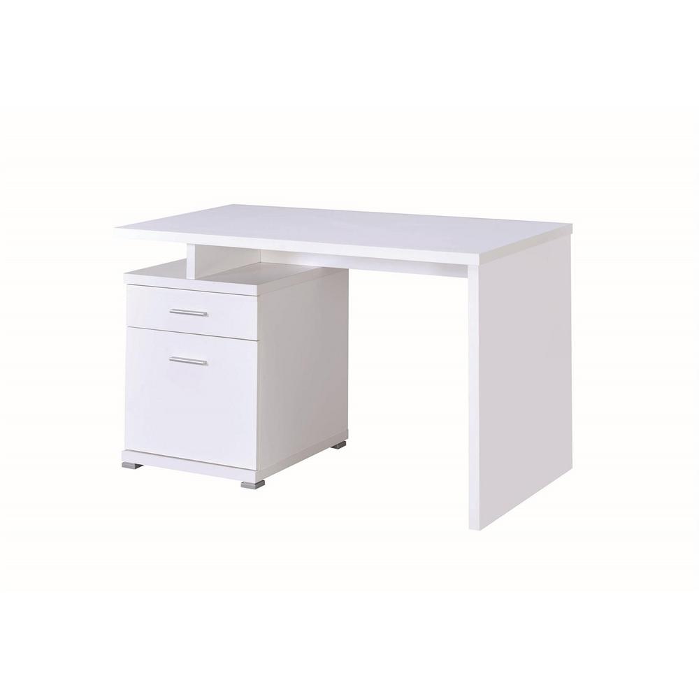 Coaster 48 In Rectangular White 2 Drawer Computer Desk With File Storage 800110 The Home Depot