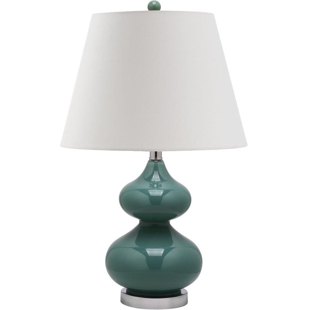 Safavieh Eva 24 in. Marine Blue Double Gourd Glass Table Lamp with ...