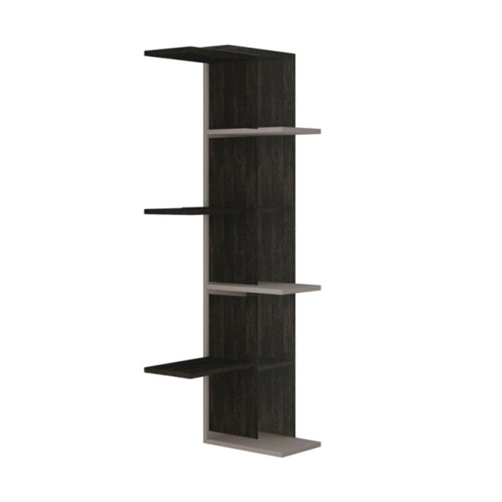 Ada Home Decor 55 51 In Light Mocha Dark Brown Wood 5 Shelf Corner Bookcase Dcrb2092 The Home Depot
