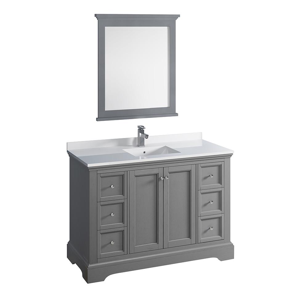 Fresca Windsor 48 in. W Traditional Bathroom Vanity in Gray Textured