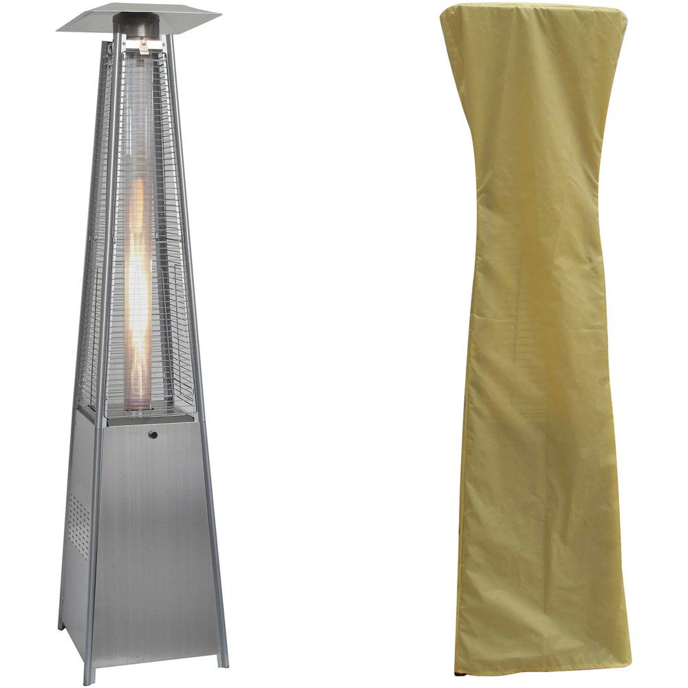 Hanover 7 Ft 42 000 Btu Stainless Steel Pyramid Propane Patio 7 Ft 42 000 Btu Stainless Steel Pyramid Propane Patio Heater With Weather Protective Cover