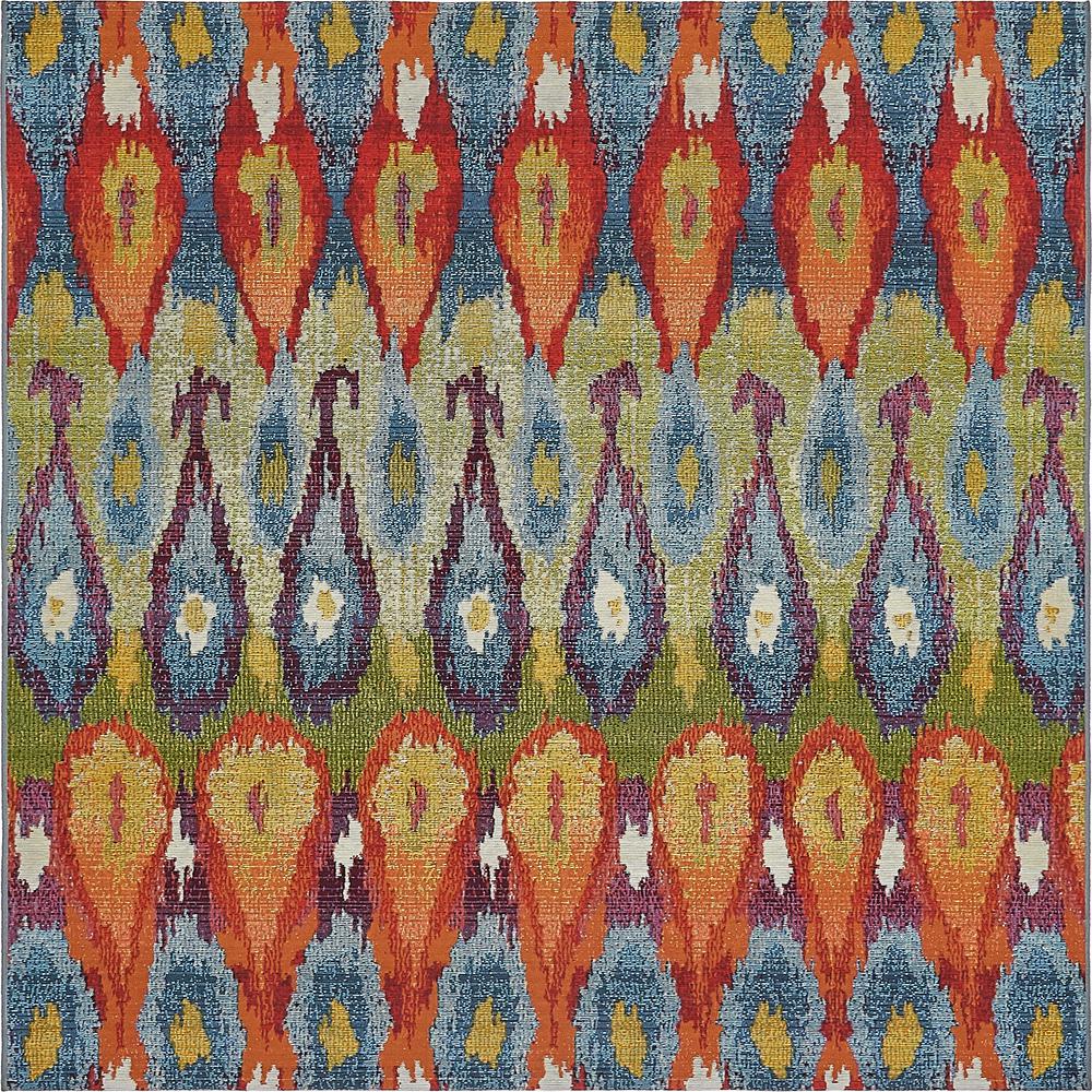 Unique Loom Eden Outdoor Multi 6 ft. x 6 ft. Square Area Rug3138573