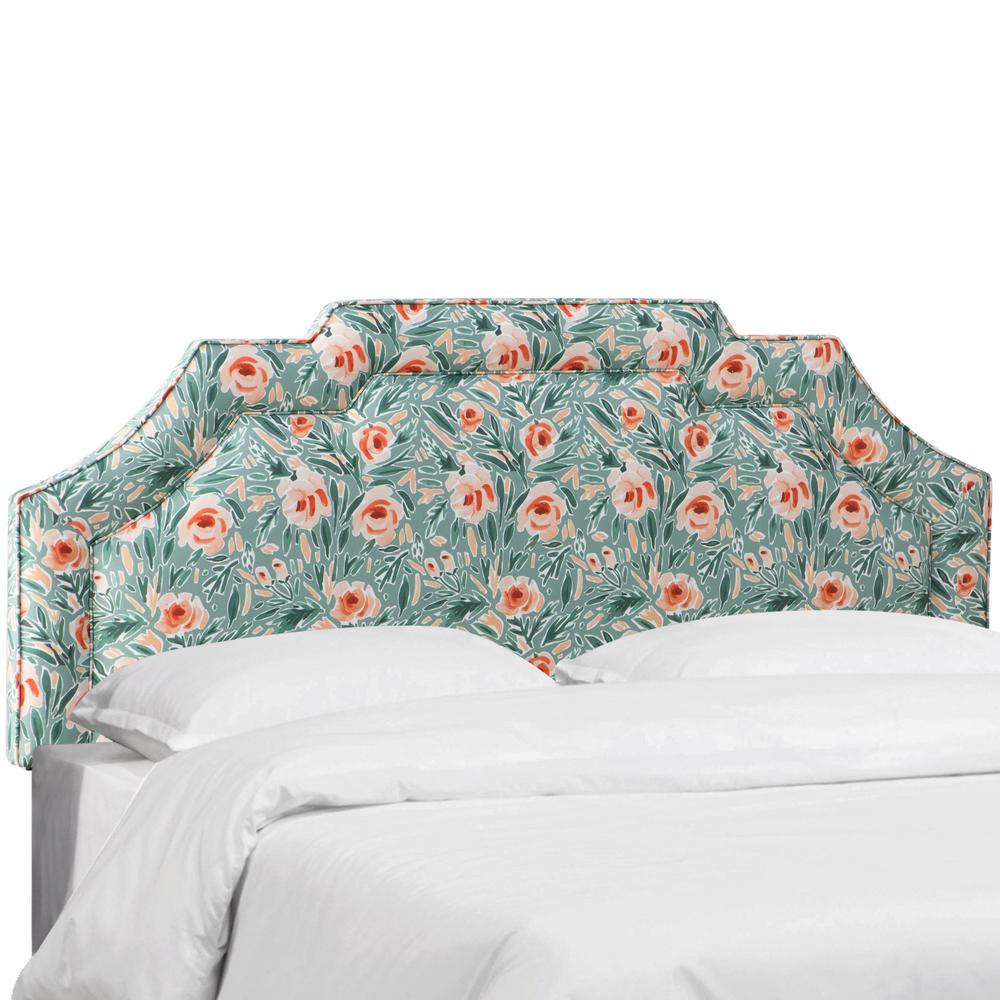 Skyline Furniture Pea Silhouette Green King Notched Border Skyline Furniture Lucha Rose Conifer Green Full Notched Border Headboard