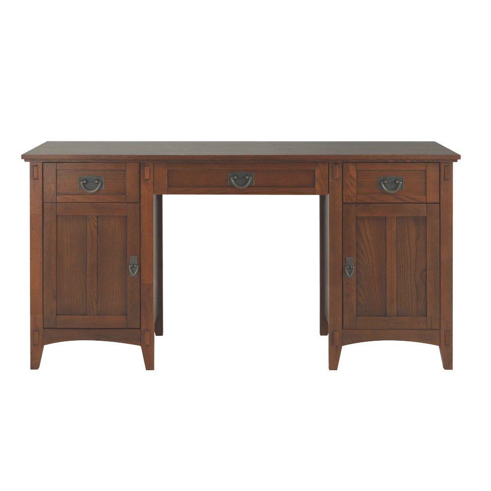 Desks Home Office Furniture The Depot Medium Oak Executive Desk With Storage