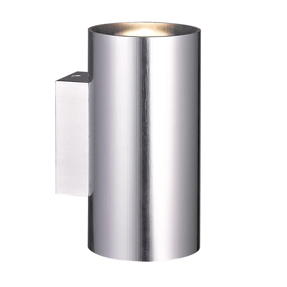 Cylinder Lights Hardwired Brushed Nickel Outdoor Wall Mounted Rotondo Collection 2 Light Brushed Aluminum Outdoor Led Wall Mount