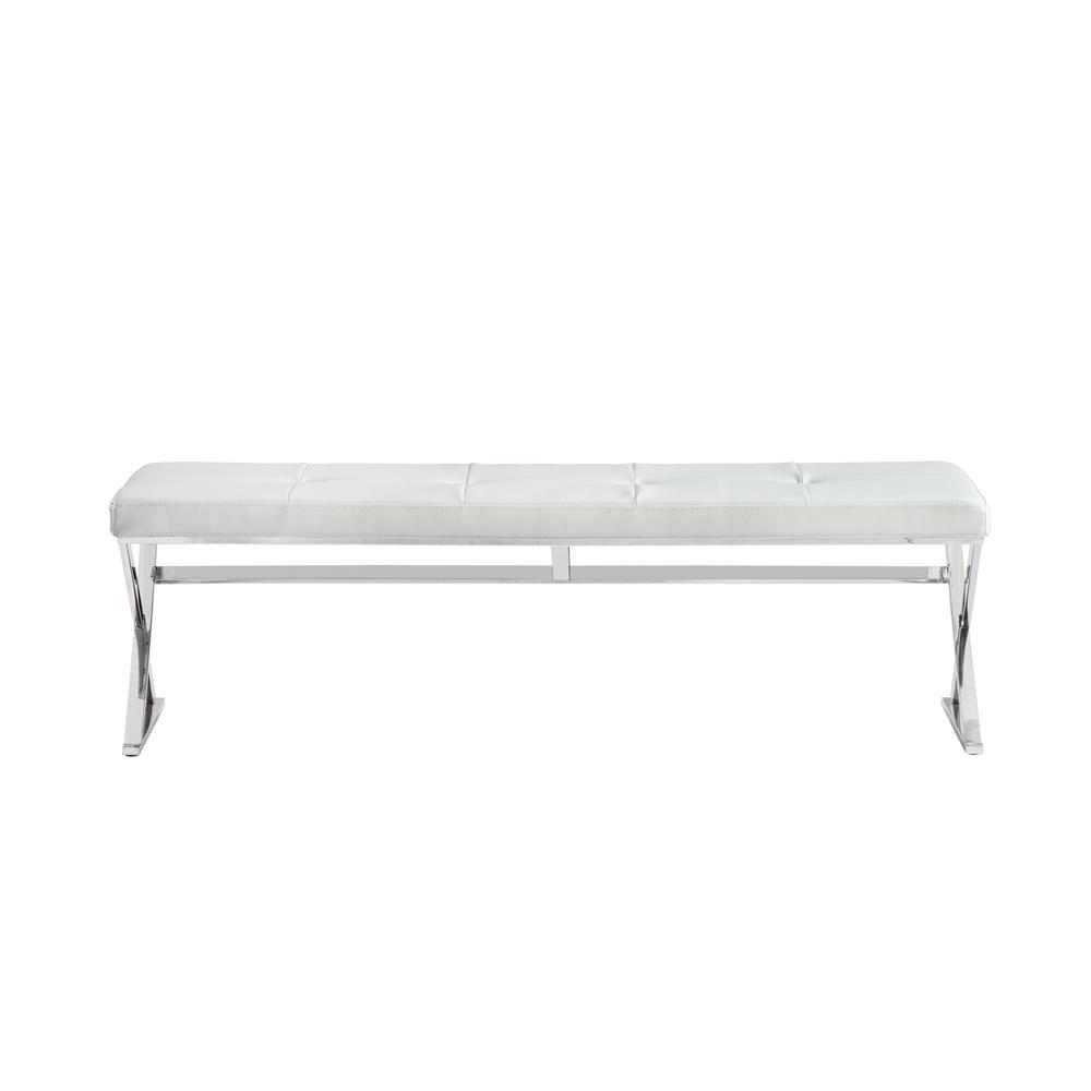 Savannah White Faux Leather BenchBN1301PWHT The Home Depot