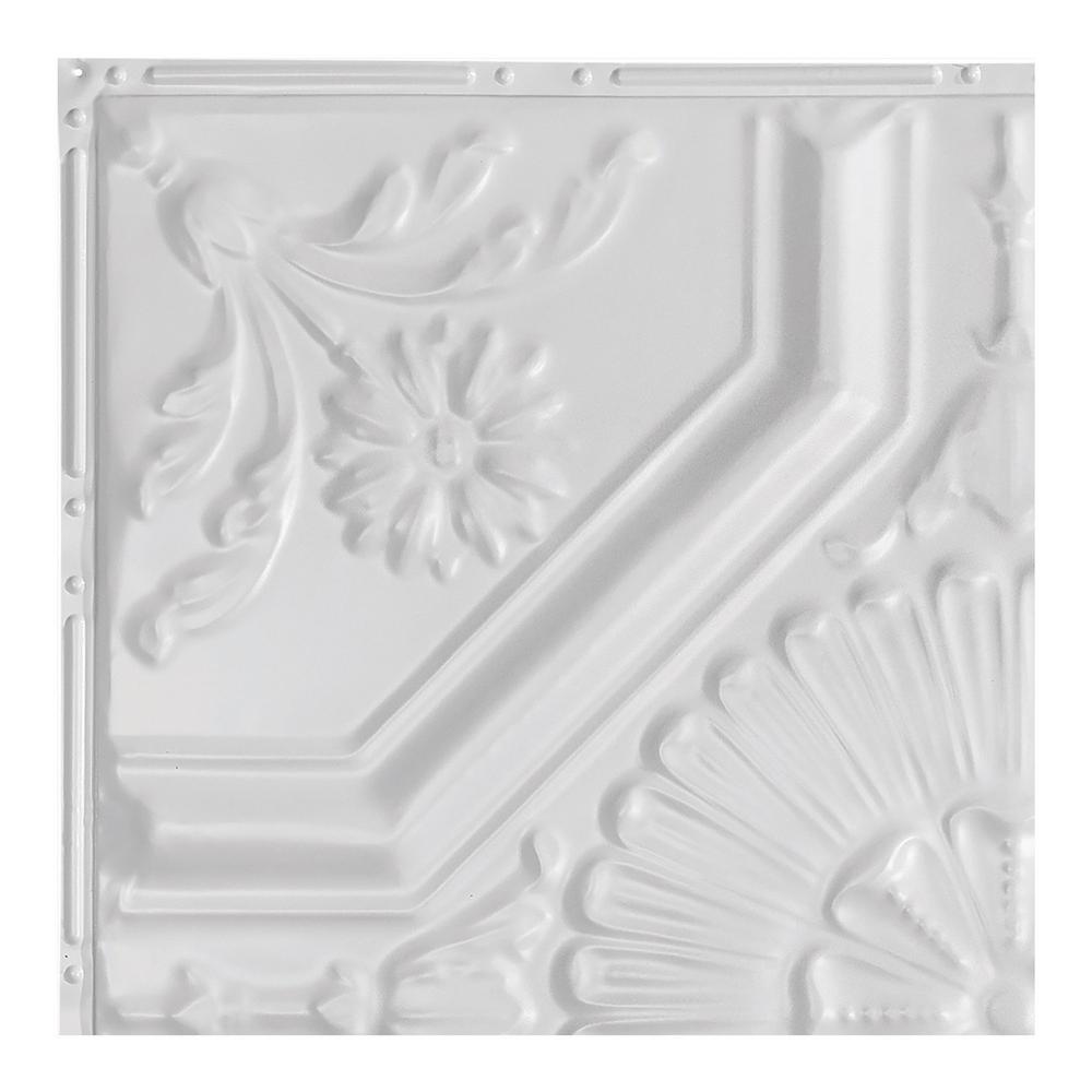 Great Lakes Tin Rochester Gloss White 12 In X 12 In Nail Up Ceiling Tile Sample