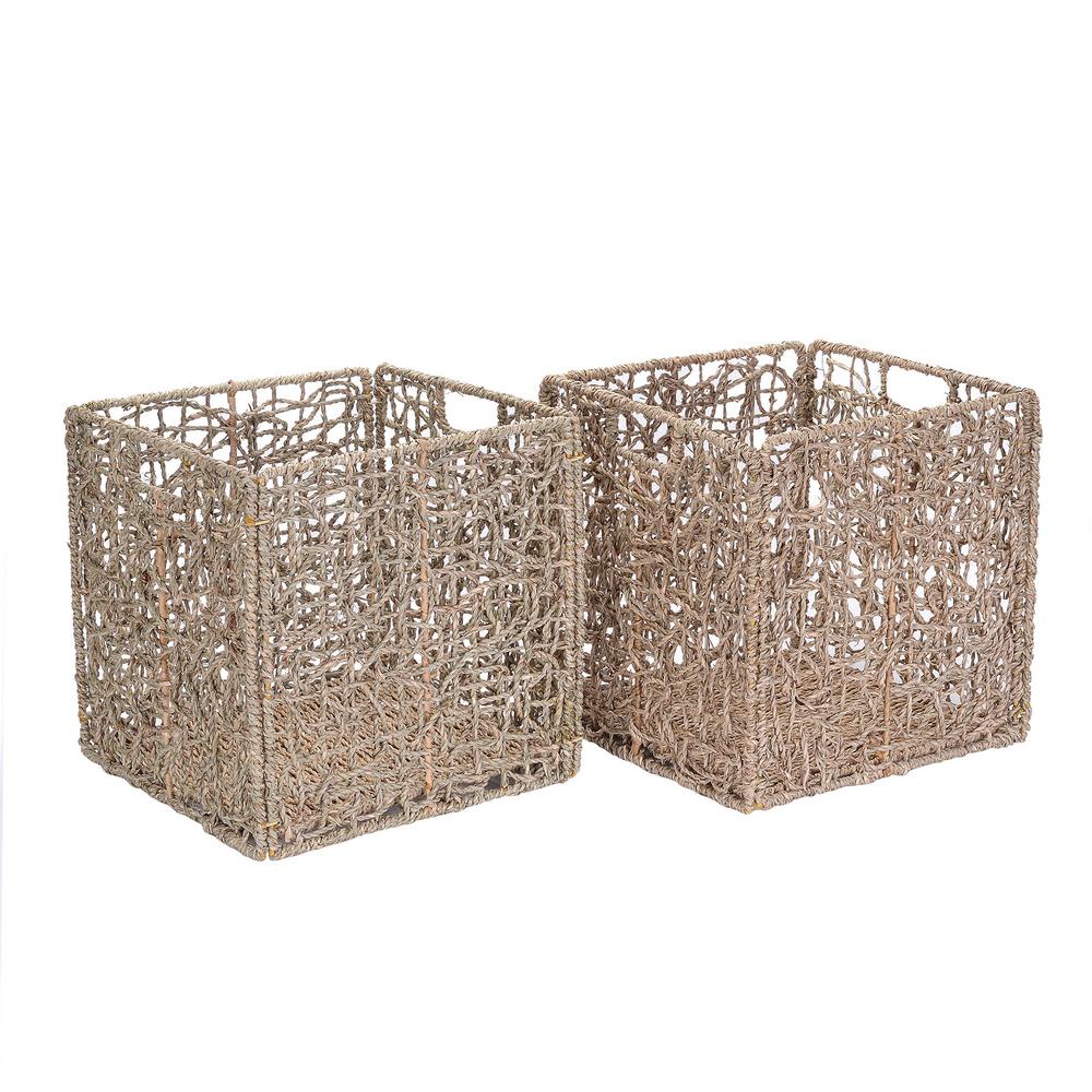Villacera 12 in. x 12 in. Square Handmade Water Hyacinth Wicker