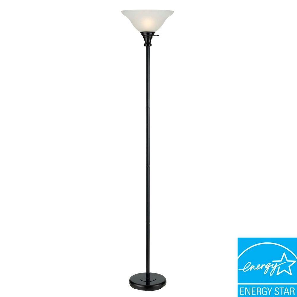 Cal Lighting 70 In Black Metal Torchiere With Gl Shade Cal Lighting 70 In Black Metal Torchiere With Gl Shade