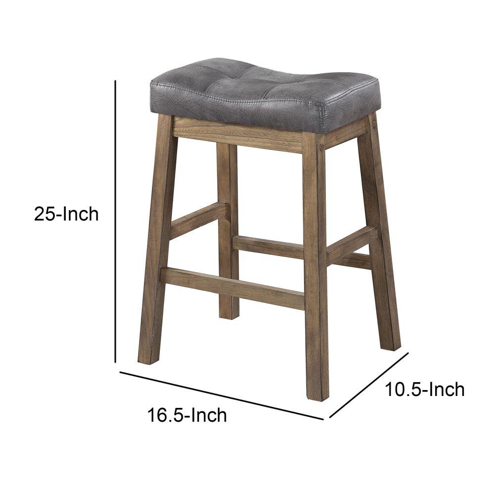 Benjara Wooden Rustic Gray Brown Backless Counter Height Stool Set Of 2 Bm163763 The Home Depot