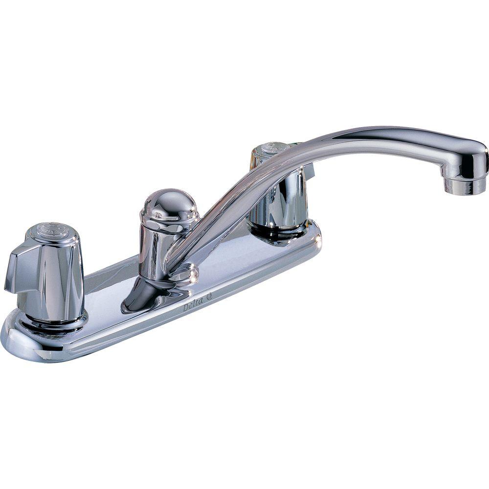 Delta Classic 2 Handle Standard Kitchen Faucet In Chrome 2100lf The Home Depot
