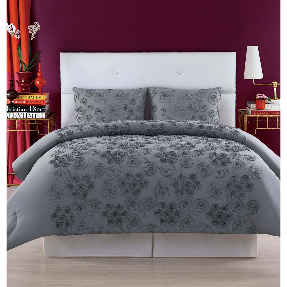 Christian Siriano Pretty 3-Piece Grey Full/Queen Comforter Set was $179.99 now $107.99 (40.0% off)