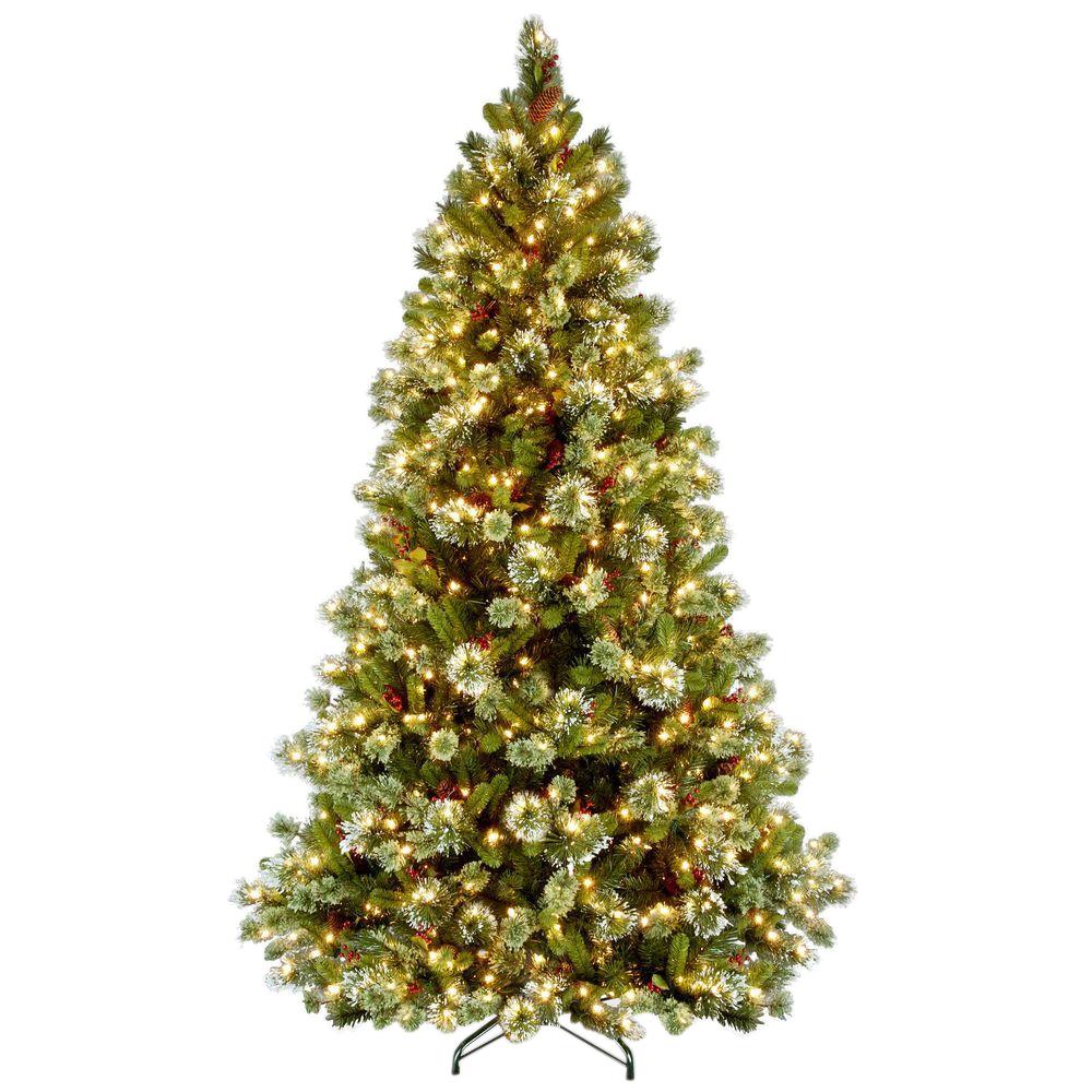 National Tree Company 7-1/2 ft. Wintry Pine Medium Hinged Artificial Christmas Tree with 650 ...