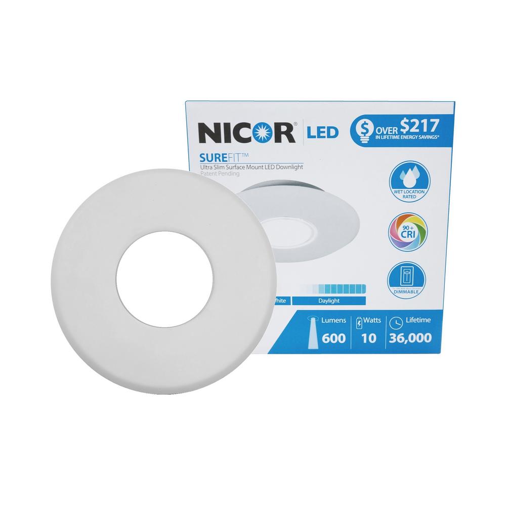 Nickel NICOR Lighting DLF-10-TRIM-RD-NK DLF Sure Fit Series Round Trim Plate