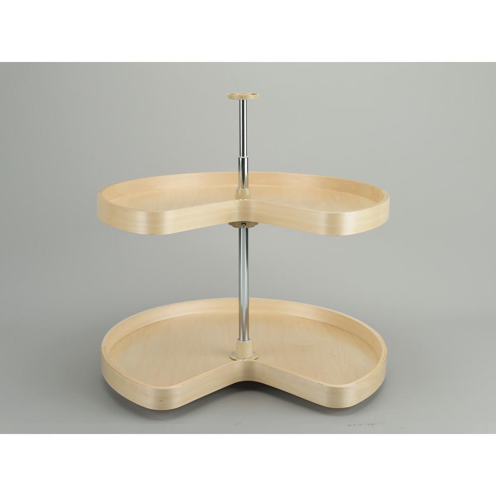 Lazy Susans Kitchen Storage Organization The Home Depot Banded Wood Kidney Lazy Susans 2 Shelf