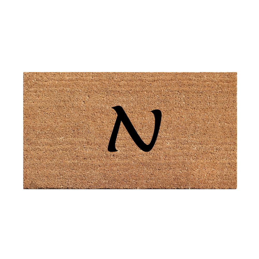 A1HC First Impression Plain 18 in. x 30 in. Coir Monogrammed N Door Mat