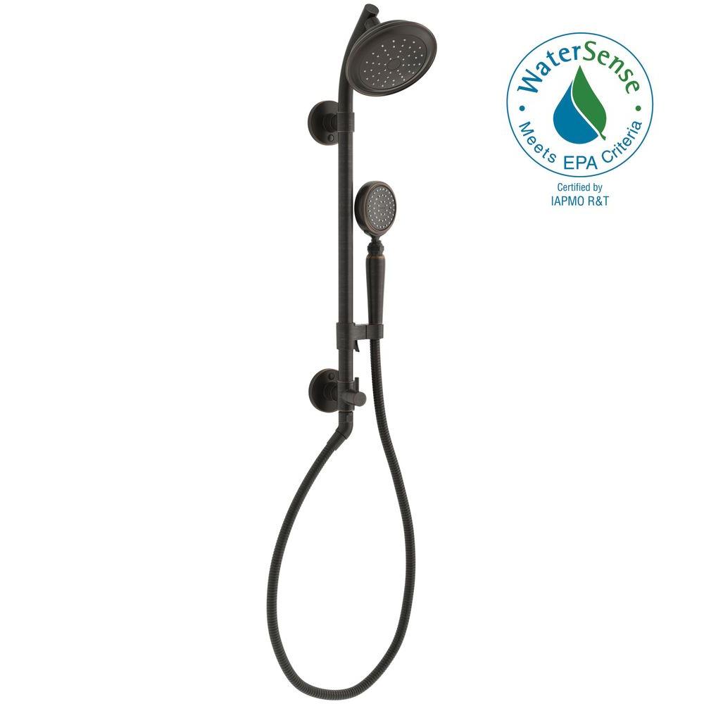 Kohler Bronze Shower Systems Bathroom Faucets The Home Depot Artifacts 1 Spray Single Function Wall Bar Shower Kit In Oil Rubbed Bronze
