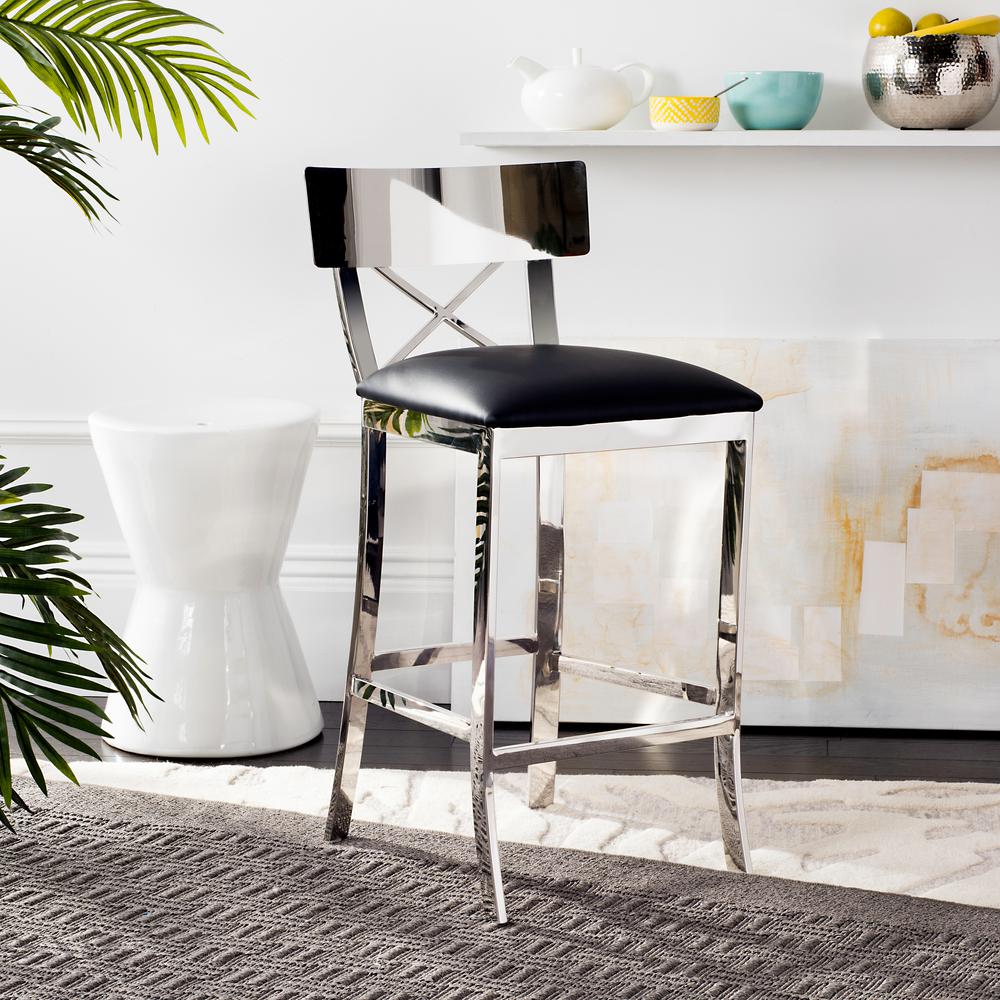 Safavieh Zoey 26.5 in. Stainless Steel Cross Back Counter Stool in
