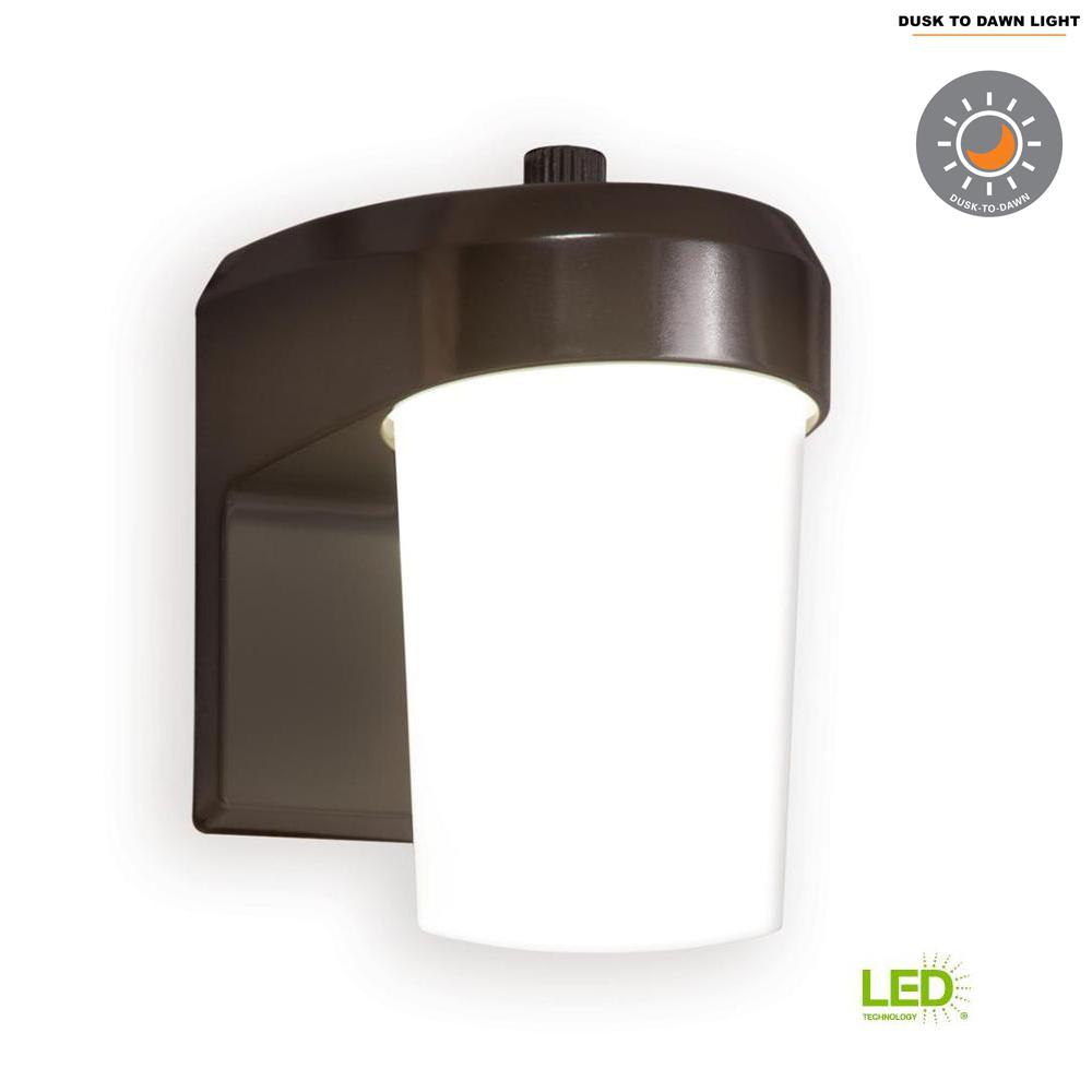 All Pro Bronze Integrated Led Lighting The Home Depot Bronze Outdoor Integrated Led Jelly Jar Entry And Area Light With Dusk To Dawn Photocell Sensor