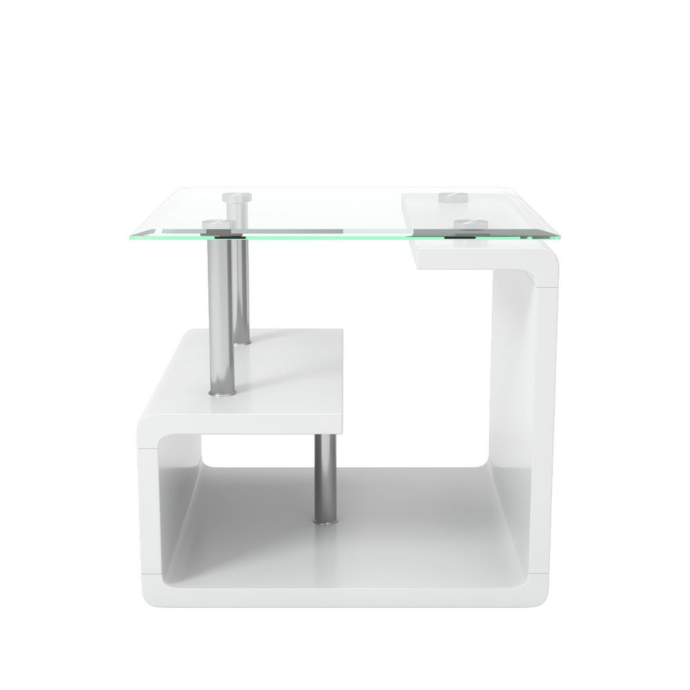 Furniture Of America Bellamy Glossy White Tempered Glass Top End Bellamy Glossy White Tempered Glass