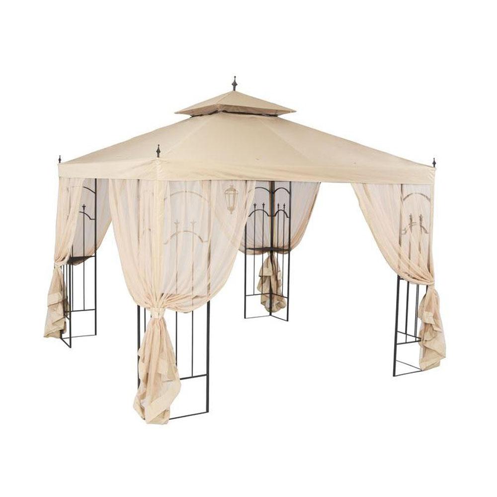 Garden Winds Patio Furniture Outdoors The Home Depot Riplock 350 Beige Replacement Canopy And Side Mosquito Netting Set For 10 Ft X