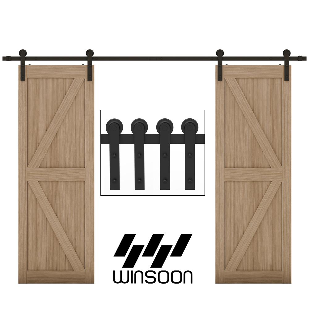 WINSOON 18 ft. /216 in. Frosted Black Strap Sliding Barn Door Track